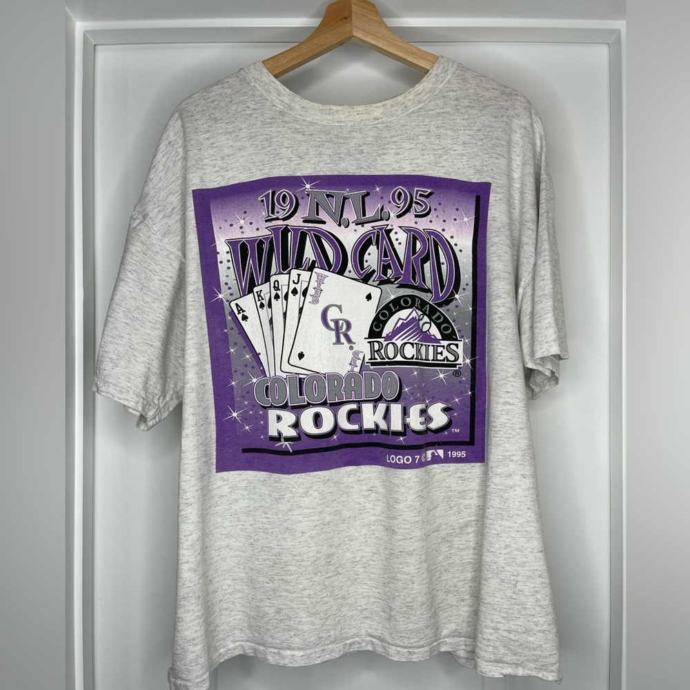 Logo 7 1995 Single Stitch Wild Card Colorado Rockies ⚾️💜